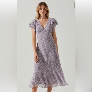 ASTR Celestine Floral Ruffle Midi Dress